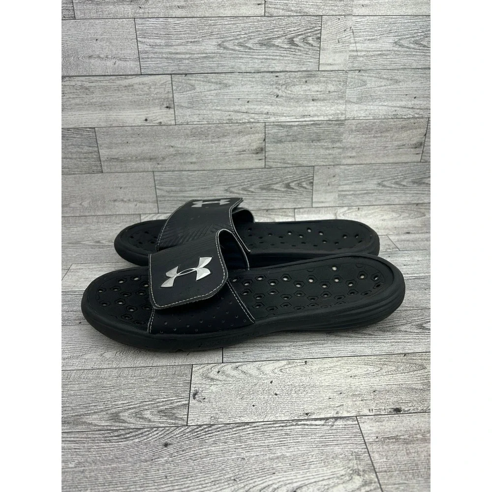 Under Armour Ignite V Mens Black White Slide Sandals 1248165-002 Size 9
